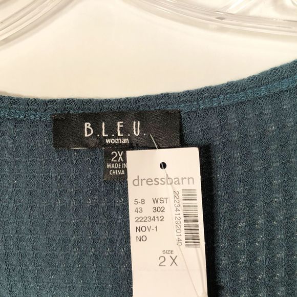 Dressbarn BLEU Plus Size 2X Blouse Green 789 - Picture 5 of 6